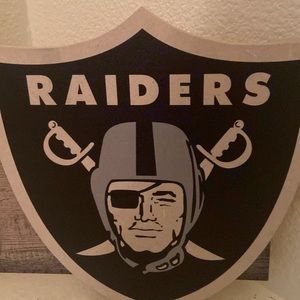 Raiders wall signs set of two. One photo holder and one key chain holder